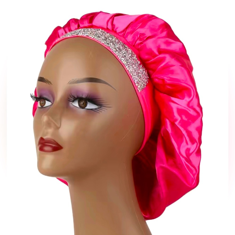 Rhinestone Embellished Satin Bonnet